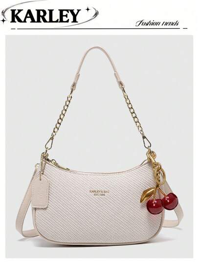 Bolso de hombro/bandolera de 2025 de nueva moda, clásico y versátil, con gráfico de letras, de unicolor, de tela impermeable de PU, adecuado para compras, plegable