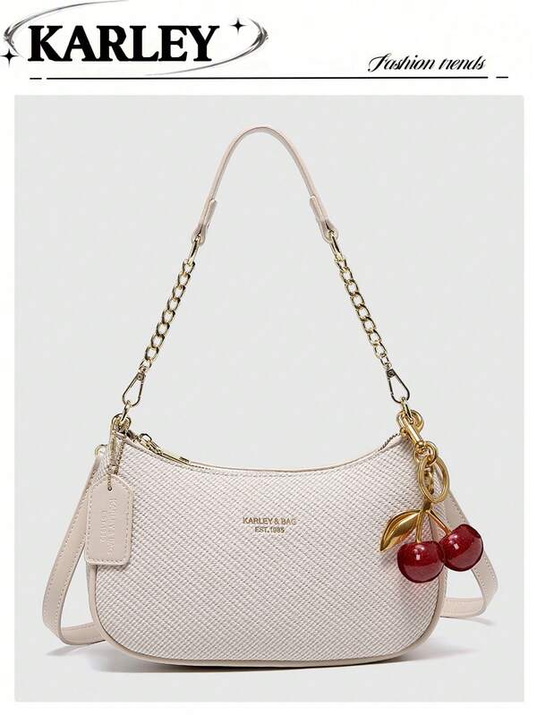 Bolso de hombro de unicolor, impermeable, de tela de PU, con diseño de patrón de alfabeto clásico y salvaje, adecuado para compras, 2025 nueva moda