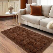 Soft Fluffy Shag Throw Area Rug, 2x4 Black, Non-Slip Bedroom, Hallways, Bedside, Dorm, Living Room - Long Shaggy Rug - 棕色 - 查看 3