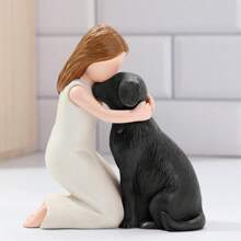 Add A Touch Of  To Your Home With Our Angel And Dog Sculpture Figurines - Available In Black Or Yellow, Size M