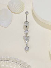 5pcs Stainless Steel Curved Barbell Navel Rings Set, Fashionable Classic Charm Women's Butterfly Heart Zirconia Inlaid Pendant Belly Button Piercing Jewelry, Suitable For Daily Wear And Holiday Gifts - Butterfly Heart Shaped Five-pointed Star - View 8