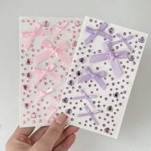 全新儿童卡通粘贴式雪纺蝴蝶结面料蝴蝶水钻装饰贴纸，可用于面部化妆和装饰明信片、卡片、书籍、学校用品、返校