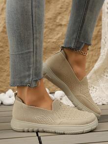 Women's Flat Slip-On Shoes, Versatile Casual Lightweight Breathable Flats, Soft Sole Loafers For Students