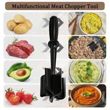 1 pieza Picadora de carne resistente al calor ABERZEY - Picadora de hamburguesas manual, picadora de carne molida, apta para hamburguesas, pavo y talla grande - No se requiere electricidad, utensilios y accesorios de cocina. 1 pieza Prensa de carne y patatas de nailon resistente, resistente al calor hasta 402°F - Ideal para picar carne, patatas y alimentos calientes, negro con mango ergonómico, esencial para la cocina, utensilios de cocina | Utensilios de cocina modernos | Herramientas resistentes al calor - Multicolor - Ver 3