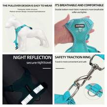 New Printed Pet Chest Back Strap + Leash Set Breathable Mesh With Reflective Strip, Adjustable, Soft And Comfortable Walking Rope For Small Dogs