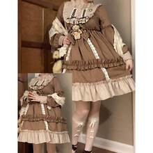 Adove Kawaii Lolita Dress For Women Long Sleeve Lolita Dresses For Teen Girls - 白色 - 查看 5