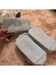 Customized Embroidered Makeup Storage Cosmetic Bag, Monogram Waffle Makeup Bag - Monogram Graduation Gift - Bridesmaid Gift, Classic Makeup Bag Suitable For Dorm Life, Customized Embroidered Makeup Storage Cosmetic Bag, Monogram Waffle Makeup Bag - Monogram Graduation Gift - Bridesmaid Gift, Classic Makeup Bag Suitable For Dorm Life, Customized Personalized Embroidered Bubble Mesh Cosmetic Bag/Toiletry Organizer, Easy Comfort