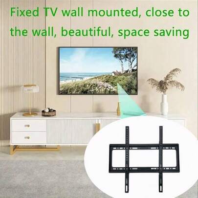 1Set, Fixed Wall Mount TV Bracket, For 26-63" TVs, Slim TV Wall Bracket, For Flat Or Curved TV Monitors Up To 66 LBS