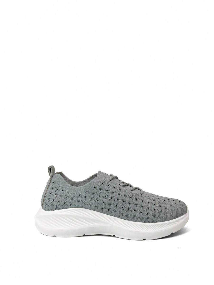 RevReaL Zapatillas deportivas ligeras de punto con cordones y suela en contraste, color liso, estilo preppy, de la Academia - Azul - Ver 1