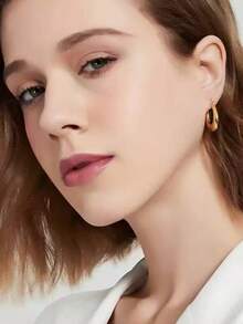 1 Pair Women's Minimalist Stainless Steel U-Shaped Earrings, Fashion Elegant Earrings