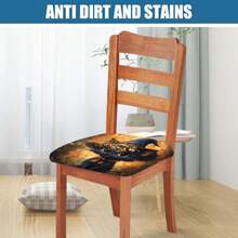 1/4/6/40 Stücke Halloween-Thema Kleine Katze im Hexenkostüm bedruckte abnehmbare Vollbezug Stretch Milchfaser Stoffstuhlbezüge, Restaurantstuhlbezüge - Quadratische Sitzkissen Bezüge für Restaurant, Küche, Esszimmer, Hotel Sitzbezüge, abnehmbare weiche Kissen Stuhlbezüge