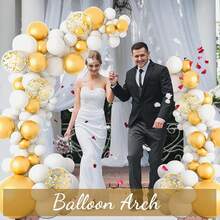 Dual-Size Balloon Arch Stand Kit - 2.5M & 1.5M Free-Bend Floor Columns In Gold For Weddings, Birthdays & Parties - 金色 - 查看 3