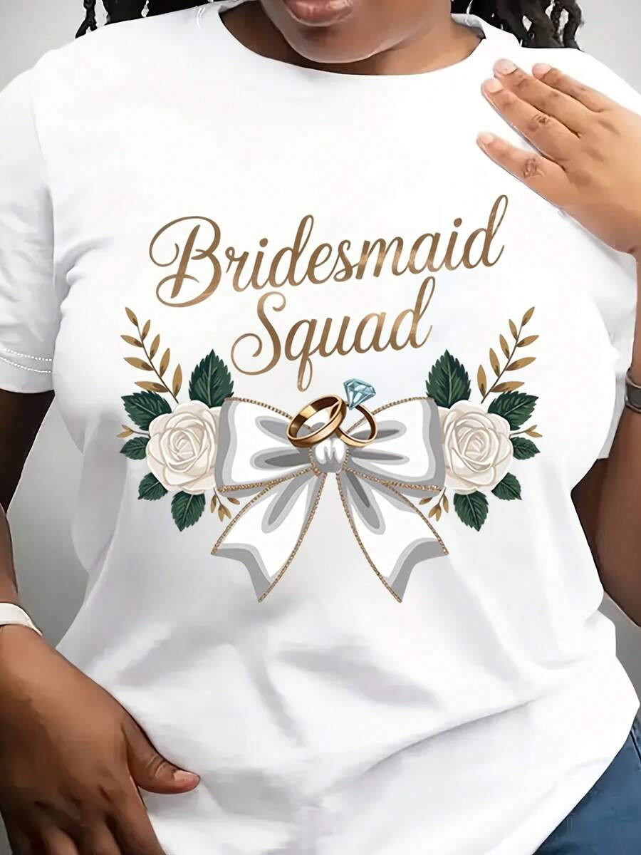 Bridesmaid Squad Shirt, Flowers Shirt, Bow Shirt, Bridesmaid Sublimation, Sublimation Design, T-Shirt Design, Sweatshirt Shirt - White - View 1