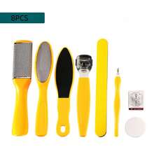 10/8件套黑色/蓝色/黄色不锈钢足部锉刀去茧器修脚工具足部护理套装 - 黑色 - 查看 5