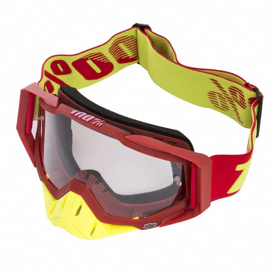 Motorcycle Goggles, Adjustable Strap Windproof Scratch Resistant Ventilated For Sports Cycling Snowboard - All Red + Yellow - View 1