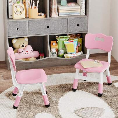 Meiyiu 2-Pack Kids Chairs, 3-Level Height Adjustable | Ergonomic Plastic Children's Chair For Indoor Outdoor Use In Home, Daycare, Nursery (Ages 2-8)