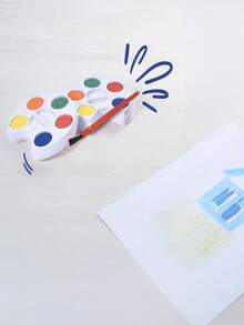 1/3 件迷你水彩颜料套装调色板，5 色迷你颜料套装（含画笔），艺术派对礼品，派对礼品，礼品袋，用于艺术用品、生日派对、活动和聚会 - 彩色 - 查看 8