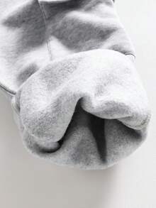 Toddler Bear Print Warm Crew Neck Sweatshirt And Pants Set - Grey - View 3