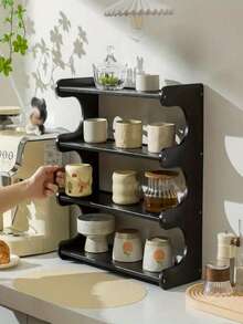 Estantería de 2/3/4 niveles con divisores de madera de bambú reforzados, perfecta para almacenar y organizar especias, bocadillos, tazas de café, libros y otros artículos en la cocina, el salón, la sala de estar, estanterías de almacenamiento.