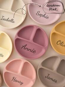 1pc Personalized Customization Name Baby Silicone Dining Plate Children Dishes Suction Kids Feeding Bowls Custom Baby Tableware Baby Shower Family Decorations Gifts Winter Eve Gifts Back To School Winter Gift Ideas Boy Girl Valentine's Day Multi-Functional, Ornamental, Letter Exquisite, Baby Fashion, Soft Squishy, Cute Kawaii Adorable Customized Treasurefinds,Christmas Gift - Multicolor - View 1