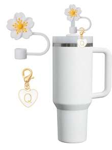 2 件/1 套心形和字母樱花吸管帽、白色杯形字母标记和硅胶樱花可重复使用吸管帽（适用于 10 毫米宽吸管）、可爱字母装饰（适用于现代简约玻璃杯）、母亲节礼物 - 白色 - 查看 33