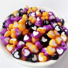 100/200pcs 8mm Acrylic Beads, Center Beads, Love Beads, Orange, Black, Purple, Halloween Holiday Beads, Party Decoration Beads, DIY Accessory Beads, Can Be Made Into Bracelets, Bracelets, Bracelets, Phone Chains, Decoration Beads