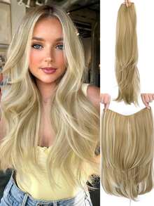 合成长直发接发 22 英寸夹式接发 V 形耐热假发 女士女孩天然接发 圣诞节热卖 - 彩色 - 查看 21