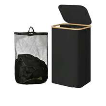 1pc Panier A Linge,Large Laundry Basket With Lid, 100L Tall Laundry Organizer Basket, Foldable Dirty Clothes Hamper With Handles, Collapsible Laundry Hamper, Waterproof Removable Bag For Bedroom Decor, Room Decor, Decorations, Decorations, Decor, Storage, Organizer Dress Pants Shoes Jeans Boots Skirtlaundry Hamper,Washing Basketbathroom Organizer,Basket,Storage Basket,Foldable Laundry Basket - Bamboo - View 16