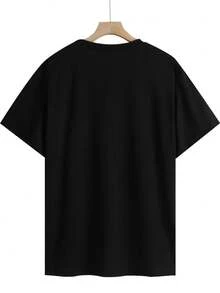 Customized Men's Personalized Graphic Round Neck Short Sleeve T-Shirt, Input Your Text/Wishes/Fun Phrases, Upload Best Photos - Black - View 7