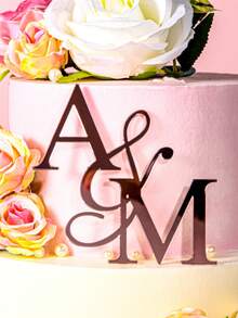 1pc Customized Cake Brand, Shiny Birthday Cake Decor - Gold/Silver/Rose Gold Acrylic, Wedding Holiday Cake Accessories, Cake Decorations, Home Living, Christmas Home Atmosphere, Souvenirs, Reusable, Personalized Gift, Celebration, Anniversary - Multicolor - View 4