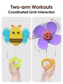 1个婴儿床挂饰，安抚婴儿床悬挂玩具，可调节长度悬挂装置/适用于汽车座椅、婴儿车、益智玩具 - 彩色 - 查看 6