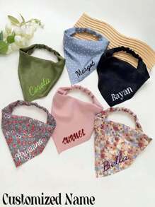 Personalized Plaid Dog And Cat Headscarves With Elasticity - Customizable Pet Scarves, Stylish And Comfortable - Perfect As Dog Gifts. Features Include Plaid Headscarves, Dog Themes, Retro, Casual, Unisex, Old Money Style, Fashionable, Cute, Customizable, Personalized, Unique. Ideal Customized Gifts For Him Or Her, Suitable For Pets And Summer Use.
