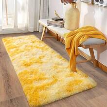Soft Fluffy Shag Throw Area Rug, 2x4 Black, Non-Slip Bedroom, Hallways, Bedside, Dorm, Living Room - Long Shaggy Rug - Yellow - View 4