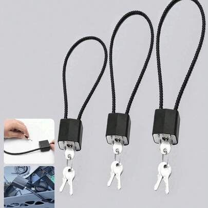1 件多用途软钢丝缆锁、头盔锁、行李锁、适用于宿舍、仓库、铁门、健身房、储物柜、行李箱、工具箱、防锈防水挂锁