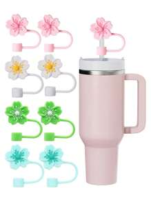 8pcs/4pcs/3pcs/1pc Silicone Crabapple Blossom Straw Caps, Reusable Straw Covers For 10mm Wide Straws, Fashion & Cute Style Straw Toppers Fits Modern Minimalist Cups