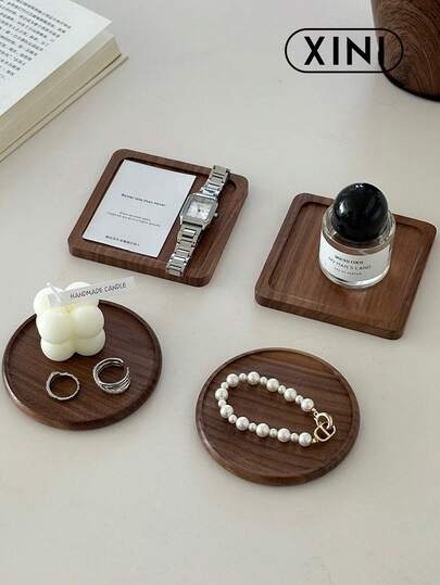 1/2/4 件木制香薰托盘，优雅奢华珠宝收纳托盘，多用途家居装饰托盘，胡桃木结构，可灵活存放钥匙、戒指、耳环、手链、手表和配饰