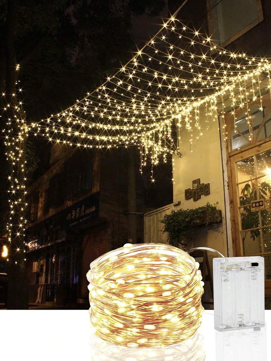 电池供电的 LED 灯串、户外仙女灯、星星灯、DIY LED 灵魂灯、铜线灯，适用于节日、婚礼派对、卧室装饰、返校季 - 暖白光 - 查看 1
