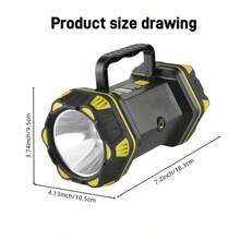 Multi-Functional Bright LED Handheld Lamp, Large Battery Capacity For Long Runtime, Type-C Charging, 8 Lighting Modes, Side Soft Light COB, Convenient Handle Design, Smart 4-Level Battery Indicator, Ideal Lighting Companion For Outdoor Travel & Adventure - Black - View 9
