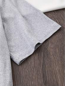 Yuega Tshrit 1pcPlus Size - Plus Size - Elegant Women'S T-Shirt| Artistic Style Side Portrait With Red Floral And "FRIDA" Print, Summer New Short Sleeve, Crew Neck, Slight Stretch FabricSummer Clothing Tops - 淺灰色 - 查看 3