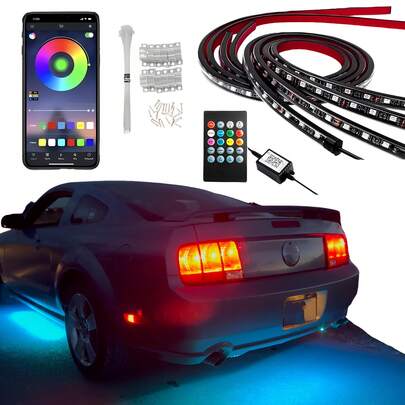 Coche Chasis Tira Led RGB App Tunning Auto Decorativa 4pzs  Control Remoto Multicolor Chasis IOS Android  Vmingo Mexico