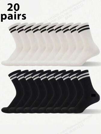 20 双男女款休闲时尚透气吸湿排汗中筒袜，百搭情侣袜，圣诞节