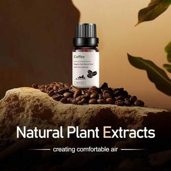 1PC100% 天然咖啡加湿香薰单方精油，适用于家庭汽车卧室浴室美容院酒店客房等，去除异味增加芳香清爽减压 10ml/0.33fl.Oz