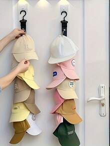 8-Clip Stainless Steel Baseball Cap Rack, Can Hold 16 Hats. This Cap Organizer Is Suitable For Home And Wardrobe, Versatile For Various Occasions. Can Be Used For Summer Clothing Storage And Home Decor. - Multicolor - View 3