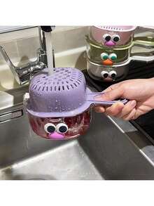 1pc 2-In-1 Duck Bill Strainer, Double Layer Fruit & Vegetable Washing Basket, Plastic Material With Ergonomic Handle, Easy To Clean - Multicolor - View 7