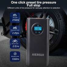 1PC Black Tire Inflator, Portable Air Compressor, 150PSI Car Electric Air Pump, Cordless Tire Air Pump, Car Air Pump, 7.4V 2*1500mah Li-Ion Battery With LED Lights And Digital Display For Car/Motorcycle/Bicycle/Basketball. Car Accessories/Gifts.