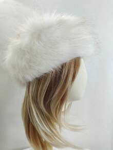 1 Pc Fashionable Brown Furry Winter Hat For Warmth Outdoors Suitable For Daily Use Autumn Accessories - White - View 7