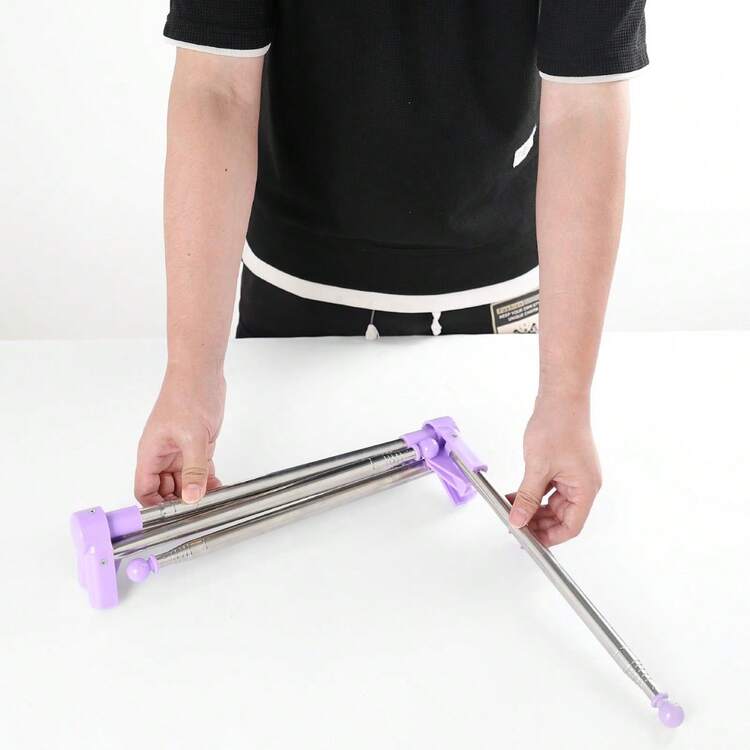 可折叠便携式不锈钢晾衣架，节省空间，尺寸可调节，适合商务旅行、露营和户外活动 - 彩色 - 查看 6