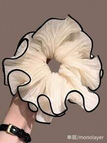 1 pièce Chouchou pour cheveux ébouriffés pour femmes, corde à cheveux à volants, élastique à cheveux moelleux pour queue de cheval, style élégant et polyvalent, Chouchous de la Saint-Valentin, Liens de cheveux Scrunchy, Décontracté