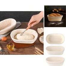 2-Piece 10" Oval Premium Bread Banneton Basket Set With Liner, Kitchen Essentials From Vietnam