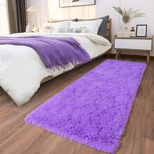 Soft Fluffy Shag Throw Area Rug, 2x4 Black, Non-Slip Bedroom, Hallways, Bedside, Dorm, Living Room - Long Shaggy Rug - 紫色 - 查看 2